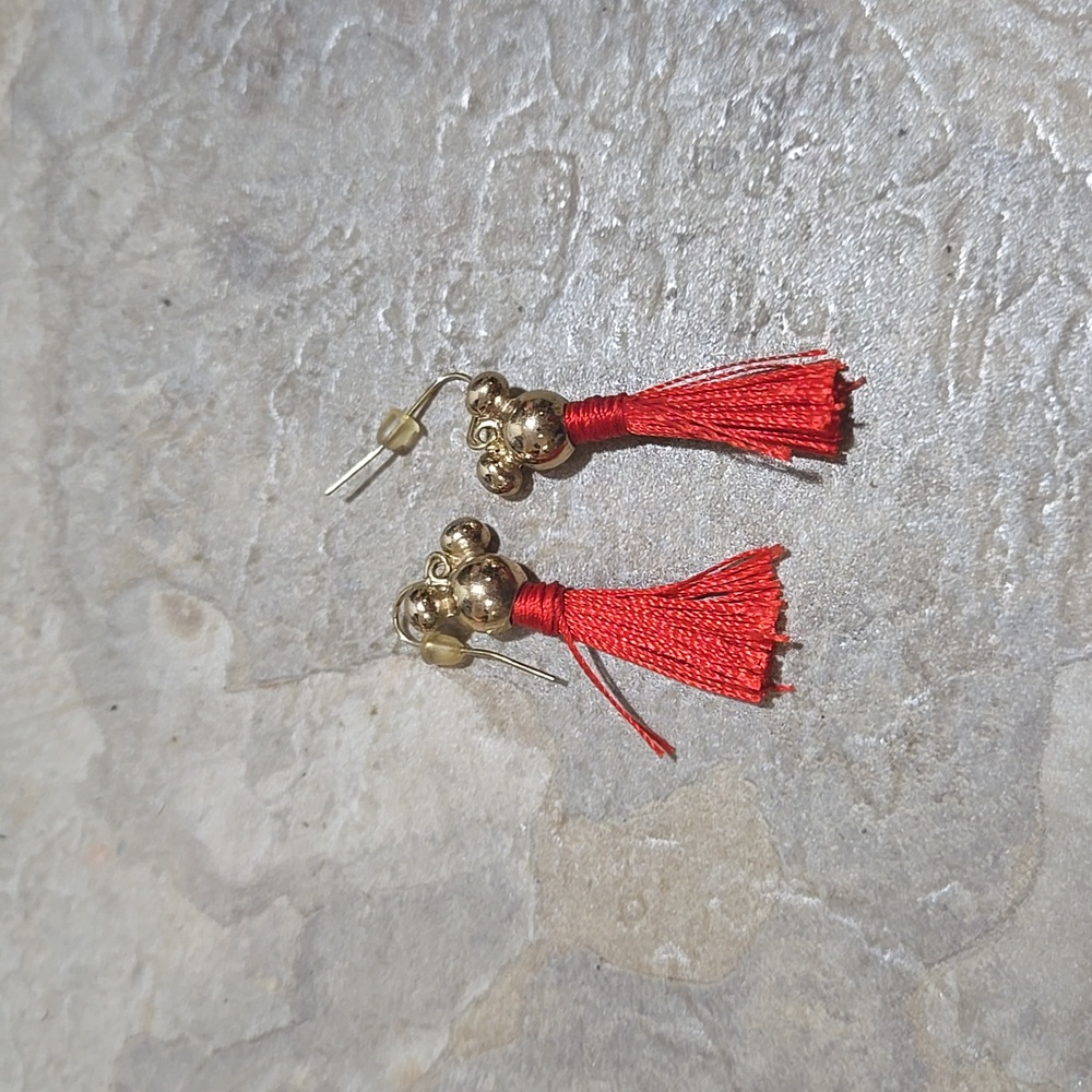 Gold Mickey Tassel Earrings